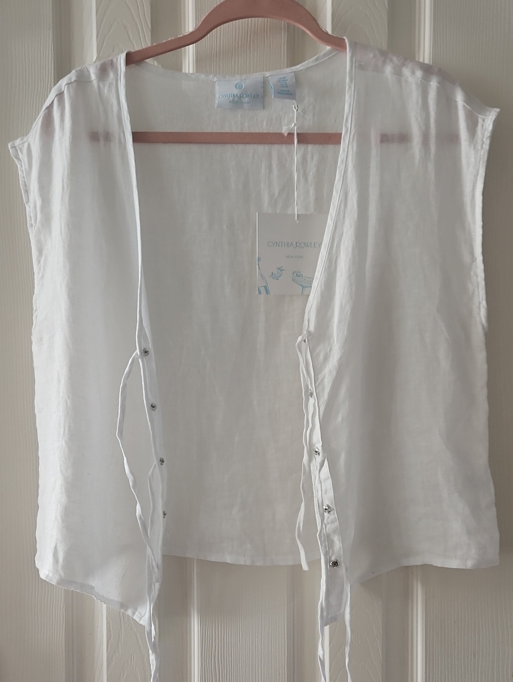 Cynthia Rowley White 100% Linen Top, Sz M, NWT - Picture 7 of 9